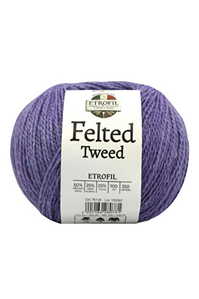 Etrofil Felted Tweed %50 Organik Merino Yünü %25 Baby Alpaka %25 Viskoz 100 g...