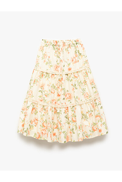 Koton Fusta din bumbac cu talie elastică și imprimeu floral