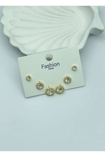 BİJU YILMAZ Vip Gold 6-Piece Stone Earrings - 25-Vip123