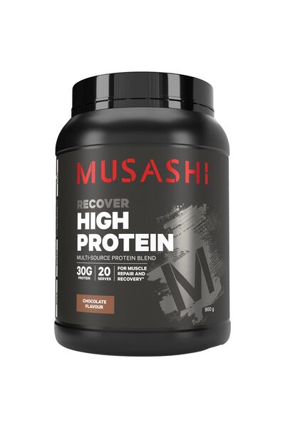 Musashi مزيج بروتين متعدد المصادر عالي البروتين 900 غرام بنكهة الشوكولاتة