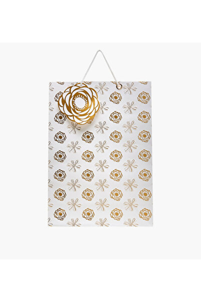 Lifestyle حقيبة هدايا ورقية مزينة بطبعة زهور - كبيرة