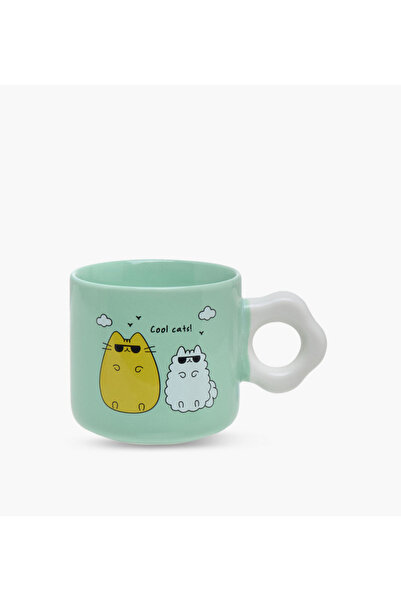 Lifestyle Cat Graphic Print Bone China Mug with Curvy Handle - 320 ml