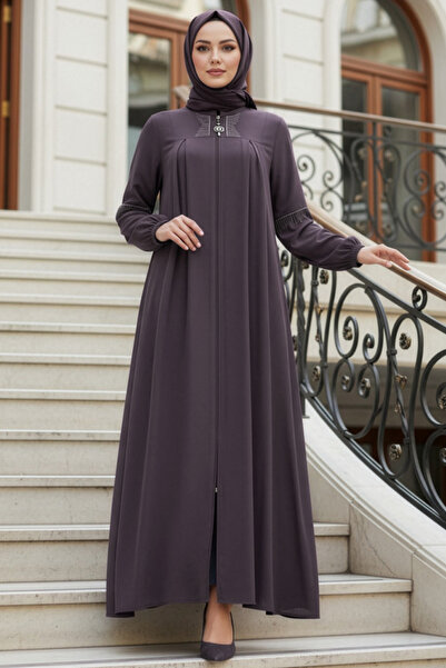 N.S NEVA STYLE Zippered Dusty Rose Hijab Abaya 45299Gk