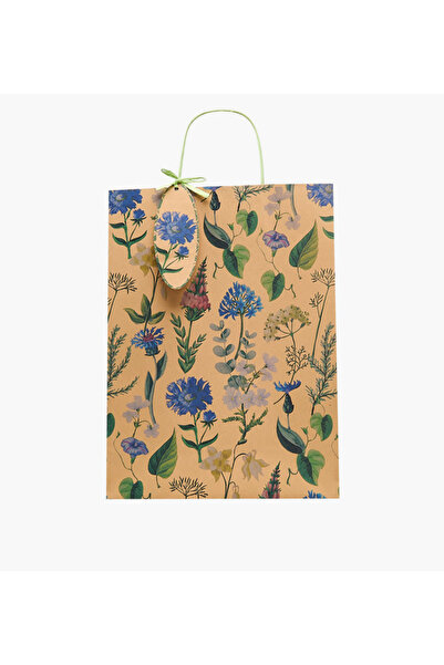 Lifestyle حقيبة هدايا ورقية مزينة بنقوش زهور - حجم كبير جدًا