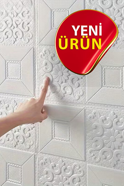 Bien Home 70x70cm 0,50M² Beyaz 3d Dekoratif Yapışkanlı Köpük Duvar Kaplama Pa...