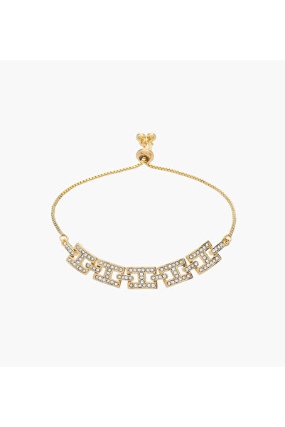 Lifestyle سوار معدني مزين بأحجار كريمة ومشبك منزلق قابل للتعديل