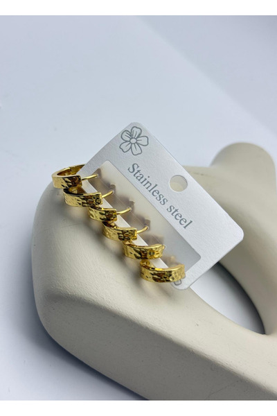 BİJU YILMAZ أقراط من الفولاذ الذهبي مكونة من 6 قطع - 26clkk02