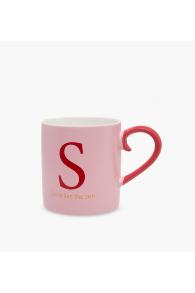Lifestyle Slogan Print Bone China Mug with Initial S