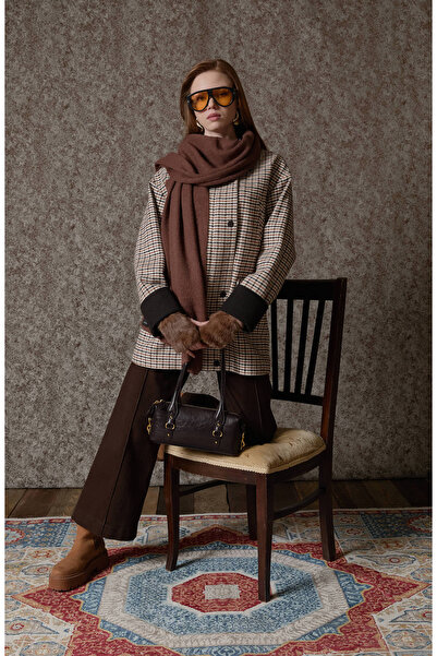 Fatma Atasoy Spor Dikişli Kahverengi Culotte Denim Pantolon