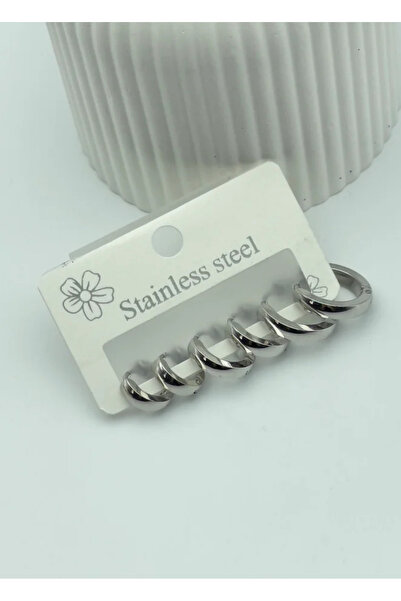 BİJU YILMAZ Steel Silver 6-Piece Hoop Earrings - 25-Clk57