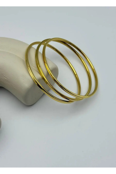 BİJU YILMAZ Çelik Gold 3'lü İnce Ajda Bilezik 2mm - 25-ajd07