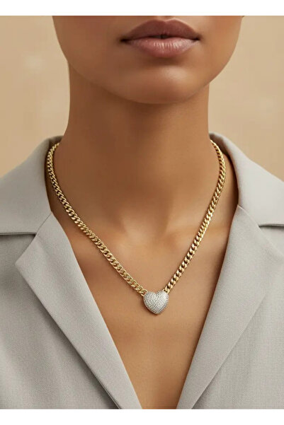 BİJU YILMAZ Xuping Gold Taşlı Kalp Zincir - 25-xpk65