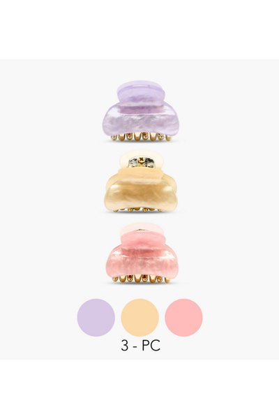 Lifestyle Pack of 3 Curved Shape Hair Clamps with Pearl Finish