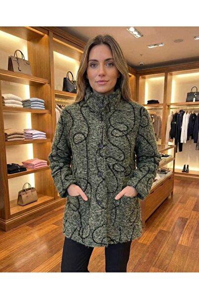 ihaoo Palton oversize scurt din stofa cu bucle