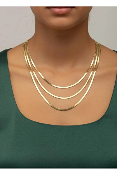 BİJU YILMAZ Steel Gold 3-Piece Italian Necklace 4mm - 25-Clkk278