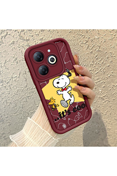 ucuc حافظة من السيليكون باللون الأحمر الداكن متوافقة مع هاتف Infinix Smart 8/...