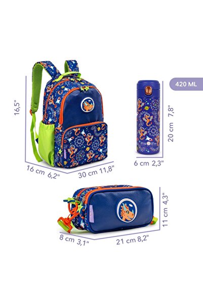 Milk & Moo Milk&Moo Çocuk Sırt Çantası, Kalem Kutusu,Matarası 3'lü Set Ponix