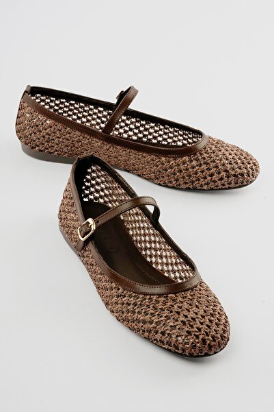 Mubiano Balerini din paie tricotate pentru femei, cu bretele, Freya Brown