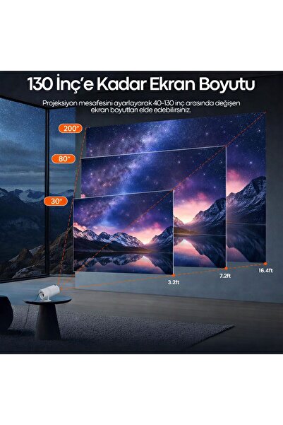 AKTANLABS Taşınabilir Android 11 Akıllı Projeksiyon Cihazı | WiFi Bluetooth |...