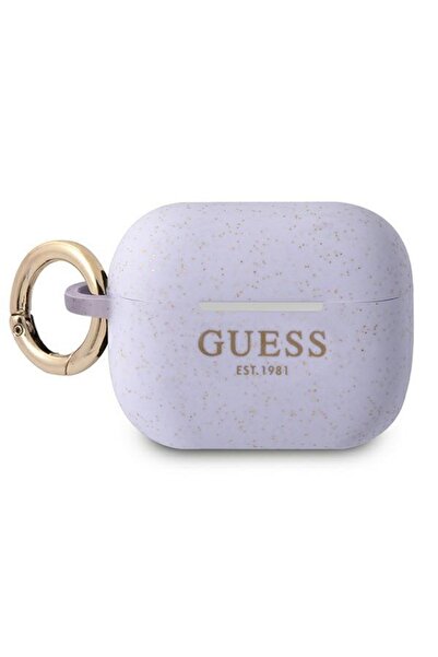 Guess Silicone Glitter Case Compatible with AirPods Pro - Purple