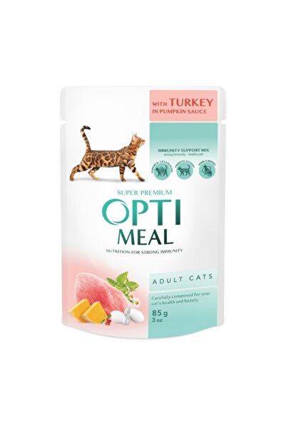 OptiMeal Pisică - Hrană umedă Super Premium - Curcan și Dovleac - 85 g