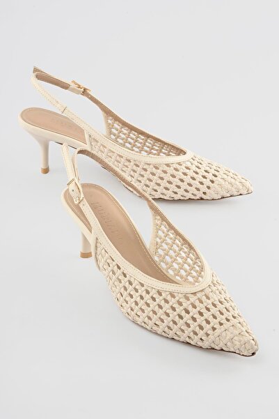 Mubiano Women's Stiletto Hand-Knitted Heeled Shoes Dalia Beige