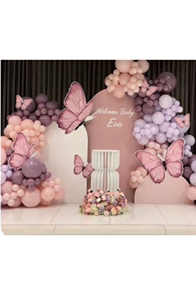 Çemrek Süs Parti Lavender Lilac Pink Balloon Chain Set Includes 103 Jumbo Bal...