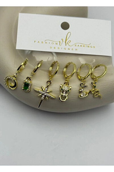 BİJU YILMAZ Vip 6-Piece Gold Earrings - 25-Vip171