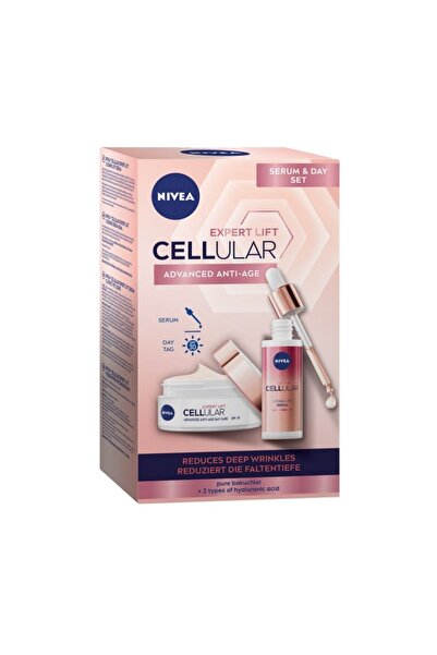 NIVEA Women's Gift Set Cellular Lift Duo Day & Serum, Day Cream SPF 30, 50 ml...