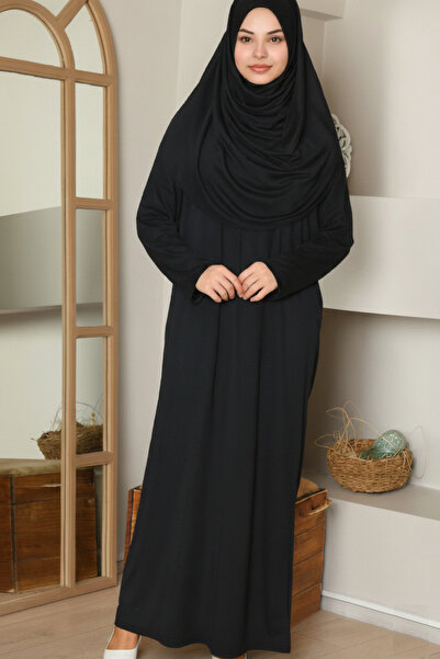 unika boutique Tek Parça Boydan Namaz Elbisesi Siyah