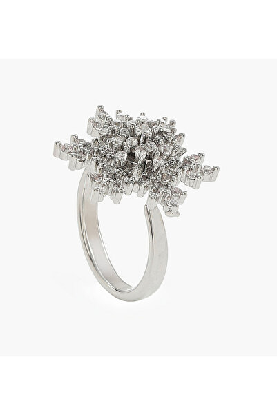 Lifestyle Metallic Embellished Snowflake Adjustable Ring