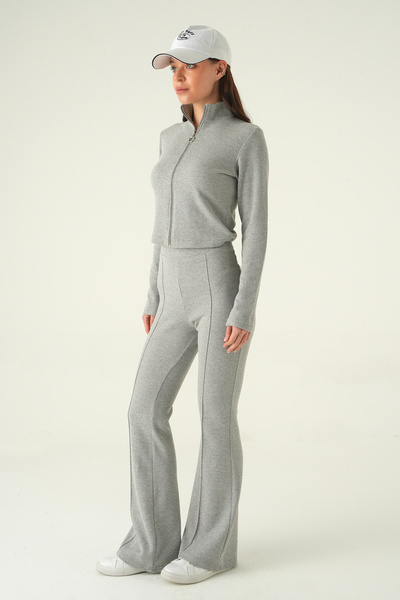 Rays Gray Spanish Flared Pants Cardigan Set 3098A