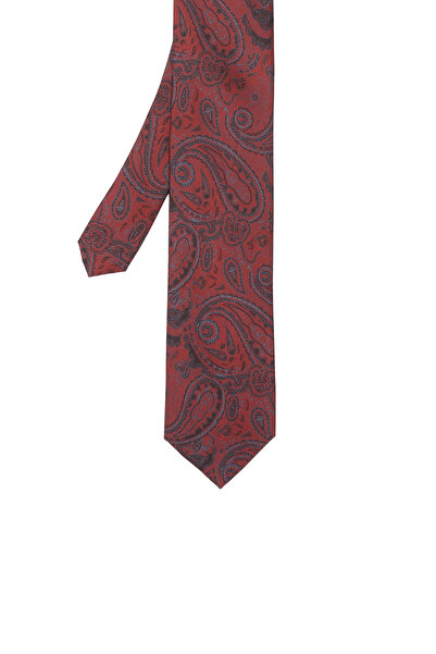 Network Bordo Desenli İpek Kravat