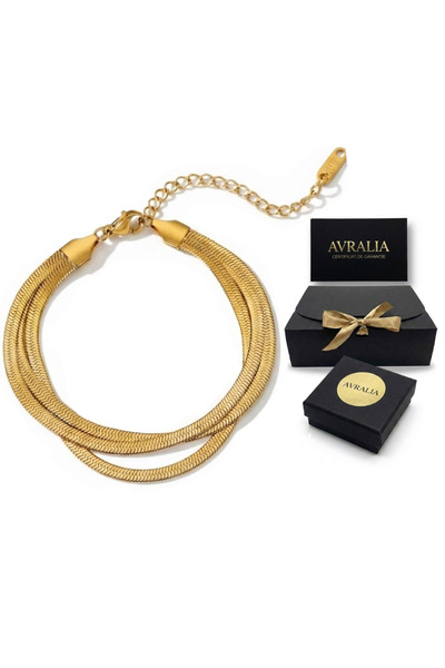 AVRALIA Brățară Statement Triplă Placată cu Aur 18K – Model Snake Multirand