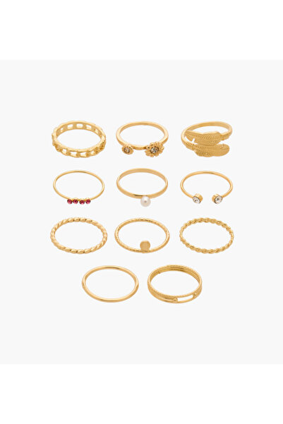 Lifestyle Stackable Gold Tone Ring - Set of 11