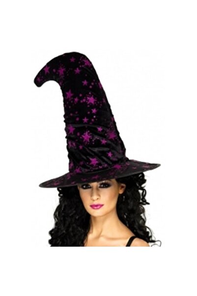 Smiffys Witch Hat, Black with Stars