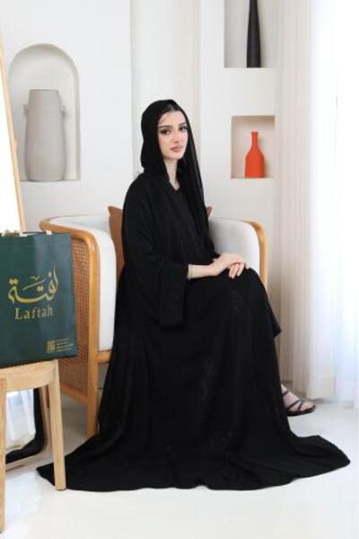 Laftah Cloche Abaya with Jacquard Triangles