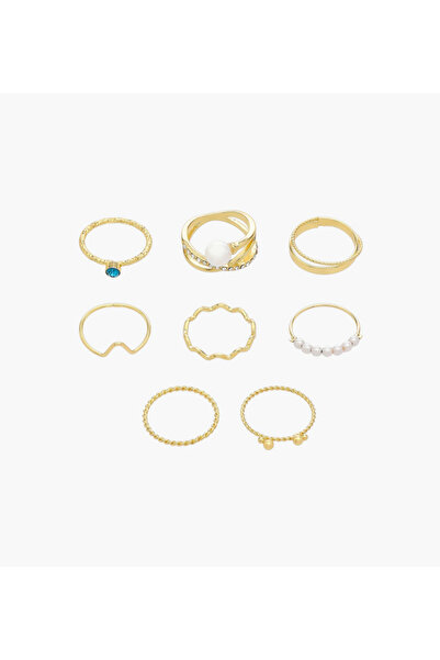 Lifestyle طقم خواتم ذهبية اللون مزخرفة - 8 قطع