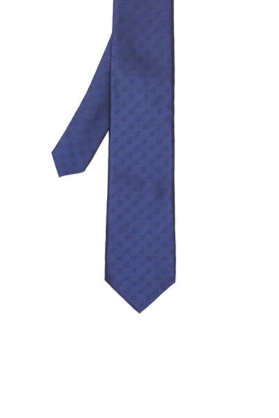 Network Lacivert Desenli İpek Kravat
