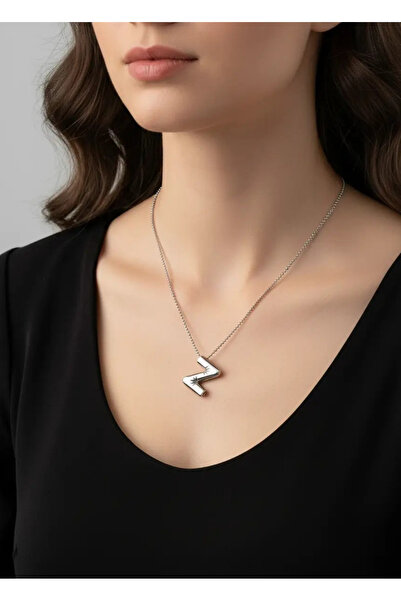 BİJU YILMAZ قلادة حرف Z بالون فضي من الصلب - 25-clkk39