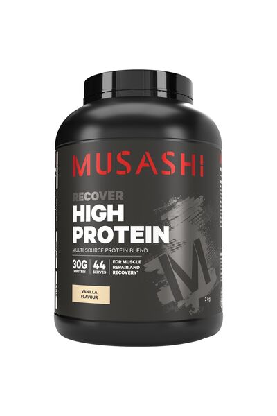 Musashi مزيج بروتين متعدد المصادر عالي البروتين 900 غرام بنكهة الفانيليا