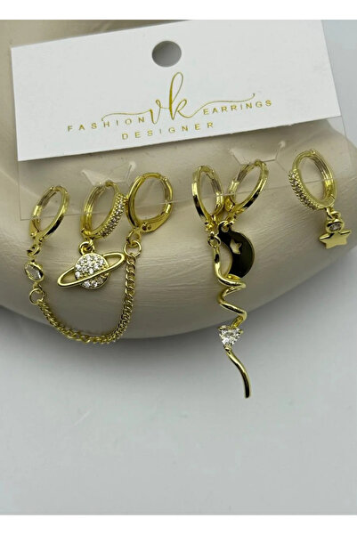 BİJU YILMAZ Vip 6-Piece Gold Earrings - 25-Vip150