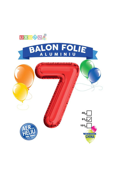 Robentoys Balon, Folie Aluminiu, Rosu, Cifra 7, 81 Cm