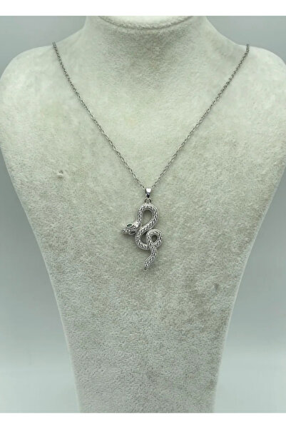 BİJU YILMAZ Steel silver snake necklace - 25-ctr106