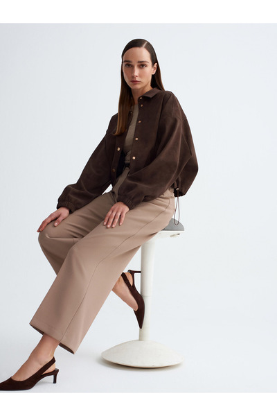 Dilvin 60781 Suede Bomber Jacket-Brown