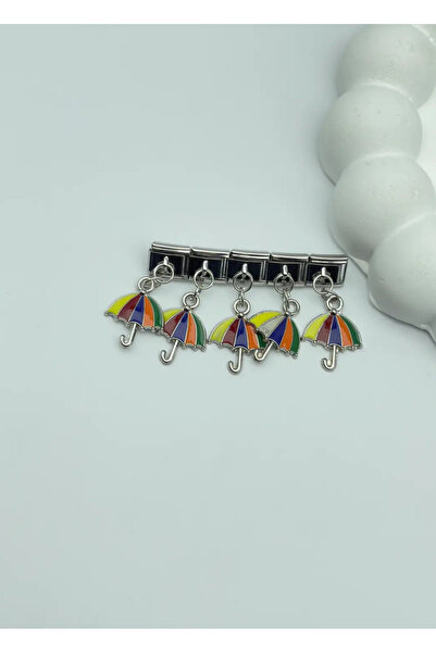 BİJU YILMAZ Steel silver colored umbrella dangling nomi charm - 25crm21