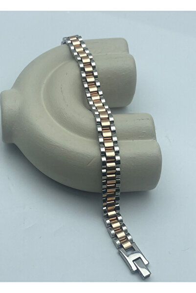 BİJU YILMAZ سوار رولكس للرجال من الفولاذ الفضي الوردي - 25blke04