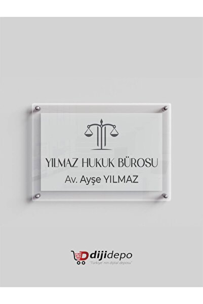 dijidepo Avukatlara Özel Şeffaf Pleksi Ofis Kapı Tabelası 25x40 cm - Kumlama ...