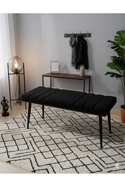 ÖZCAN METAL Siyah Metal Ayaklı Metal Kasalı Bench Mutfak Salon Antre Yatak Od...