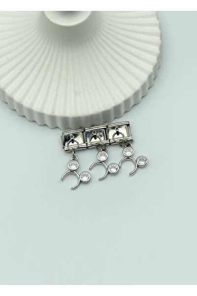 BİJU YILMAZ Steel silver earring italian charm - 25crm122